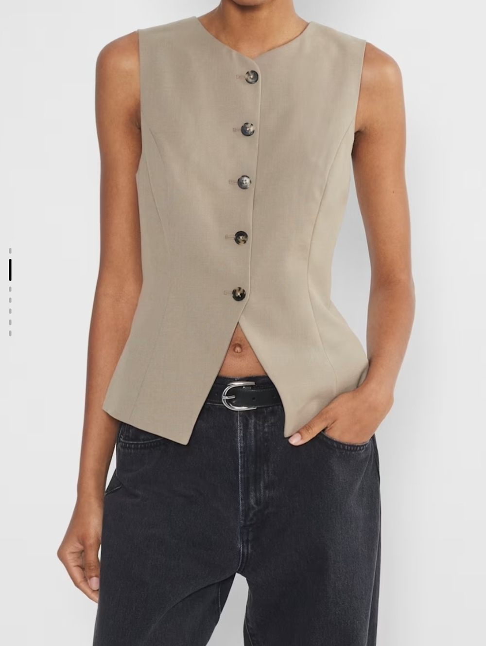 Aritzia Wilfred Regal Vest  V-neckline button-up front    Taupe Size 12